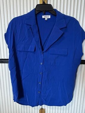 Vinton Women's Cobalt Blue Short-Sleeve Button Front Blouse
